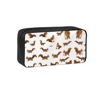 JIUTY Cute Squirrel Printed Stationery Organizer Large Pencil Bag Smooth Zip Polyester Pouch for Teens School Work Trips