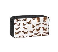 JIUTY Cute Squirrels Printed Stationery Organizer Large Pencil Bag Smooth Zip Polyester Pouch for Teens School Work Trips