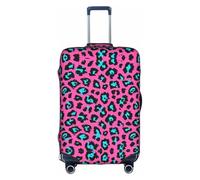 JIUTY Cute Turquoise Leopard Printing Large Suitcase Cover, Stretchable Suitcase Cover with Double-Sided Print, Keeps Luggage Closed