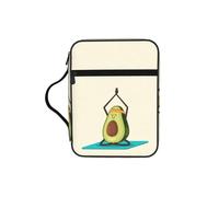 JIUTY Cute Yoga Avocado Printed Bible Tote Bag with Sturdy Handle Protective Carrying Case for Church Worship & Pilgrimage