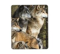 JIUTY Different Colored Wolves Mouse Pad With Stitched Edge Non-Slip Rubber Base Washable Mouse Pads For Computers Laptop