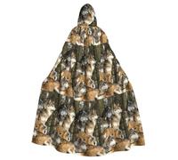 JIUTY Different Colored Wolves Polyester Hooded Cape For Adult Hooded Cloakfor Party Cosplay Masqueradest. Patrick'S Day