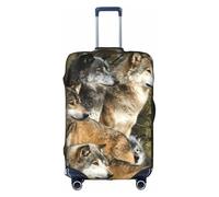 JIUTY Different Colored Wolves Printing Large Suitcase Cover, Stretchable Suitcase Cover with Double-Sided Print, Keeps Luggage Closed