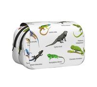 JIUTY Different Types of Lizard Printing Large Capacity Pen Pencil Case,Kids Stationery Bag with Double Layers for School,Office,College