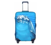 JIUTY Dolphin with A Smile Printing Large Suitcase Cover, Stretchable Suitcase Cover with Double-Sided Print, Keeps Luggage Closed