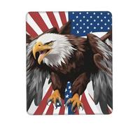 JIUTY Eagle With Usa Flag Mouse Pad With Stitched Edge Non-Slip Rubber Base Washable Mouse Pads For Computers Laptop