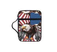 JIUTY Eagle with USA Flag Printed Bible Tote Bag with Sturdy Handle Protective Carrying Case for Church Worship & Pilgrimage