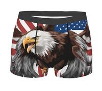 JIUTY Eagle With Usa Flag Printing 1 Pack Mens Boxer Briefs Underwear, Moisture Wicking Breathable Performance Underwear For Men Black