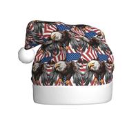 JIUTY Eagle With Usa Flag Printing Unisex Santa Hat For Christmas Headwear Thicken Xmas Hats Stage Halloween Community
