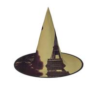 JIUTY Eiffel Tower Paris Printing 2 Piece Cosplay Witch Cap Halloween Parties Hat, Witch Costume Accessory For Halloween Party