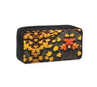 JIUTY Fall Pumpkin Printed Stationery Organizer Large Pencil Bag Smooth Zip Polyester Pouch for Teens School Work Trips