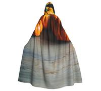 JIUTY Fall Pumpkin Printing Masquerade,Adult Economic Hooded Cloak 57.8 Inches Long, Perfect For Halloween Parties,Dances