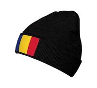 JIUTY Flag of Romania Winter Beanie for Men Women,Warm Lined Beanie Soft Warm Knit Hat Cuffed Cap for Cold Weather Black