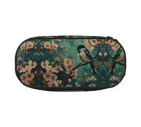JIUTY Flower and Bird Art Cute Aesthetic Big Capacity Zipper Pencil Cases Pen,Portable Office Desk Organizer for Adults