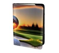 JIUTY Golf and Turf Printing Passport Holder for Women Men,Cowhide Passport Travel Wallet, Travel Document Cover Accessories