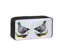 JIUTY Grey Pigeon Print Printed Stationery Organizer Large Pencil Bag Smooth Zip Polyester Pouch for Teens School Work Trips