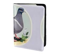 JIUTY Grey Pigeon Print Printing Passport Holder for Women Men,Cowhide Passport Travel Wallet, Travel Document Cover Accessories
