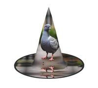 JIUTY Grey Pigeon Printing 2 Piece Cosplay Witch Cap Halloween Parties Hat, Witch Costume Accessory For Halloween Party