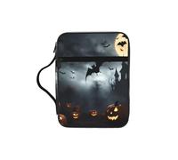 JIUTY Halloween Flying Bats 4 Printed Bible Tote Bag with Sturdy Handle Protective Carrying Case for Church Worship & Pilgrimage