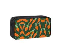 JIUTY Happy Carrot Printed Stationery Organizer Large Pencil Bag Smooth Zip Polyester Pouch for Teens School Work Trips