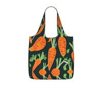 JIUTY Happy Carrot Seamless Pattern Print Foldaway Reusable Shopping Carrier 25l Polyester Tote Grocery Travel Weekend Bag Gift Pick
