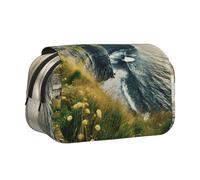JIUTY Ireland Outdoors County Clare The Cliffs Printing Large Capacity Pen Pencil Case,Kids Stationery Bag with Double Layers for School,Office,College
