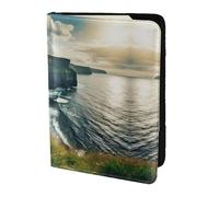 JIUTY Ireland Outdoors County Clare The Cliffs Printing Passport Holder for Women Men,Cowhide Passport Travel Wallet, Travel Document Cover Accessories