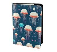 JIUTY Jellyfish Pattern Printing Passport Holder for Women Men,Cowhide Passport Travel Wallet, Travel Document Cover Accessories