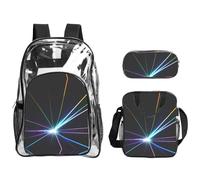 JIUTY Laser Light Printed Backpack Set 3 In 1 Clear Bag Set For School Work Stadium Events And Daily Carry