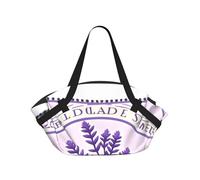 JIUTY Lavender Stamp 37'' Convertible Round Picnic Blanket Bag, 2-in-1 Portable Printed Camping Mat with Shoulder Straps