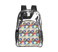 JIUTY Left And Right Brain Advantage Print Clear Security Backpack Pvc School Bookbag Travel Front Pocket Side Mesh Modern Utility