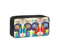 JIUTY Left and Right Brain Advantage Printed Stationery Organizer Large Pencil Bag Smooth Zip Polyester Pouch for Teens School Work Trips