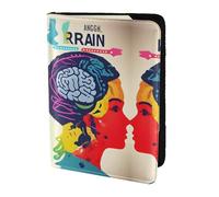 JIUTY Left and Right Brain Advantage Printing Passport Holder for Women Men,Cowhide Passport Travel Wallet, Travel Document Cover Accessories