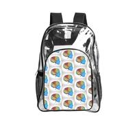 JIUTY Left And Right Brain Print Clear Security Backpack Pvc School Bookbag Travel Front Pocket Side Mesh Modern Utility