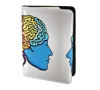 JIUTY Left and Right Brain Printing Passport Holder for Women Men,Cowhide Passport Travel Wallet, Travel Document Cover Accessories