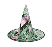 JIUTY Lovely Hearts Printing 2 Piece Cosplay Witch Cap Halloween Parties Hat, Witch Costume Accessory For Halloween Party
