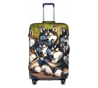 JIUTY Lovely Huskys Printing Large Suitcase Cover, Stretchable Suitcase Cover with Double-Sided Print, Keeps Luggage Closed