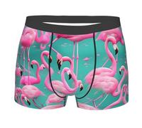 JIUTY Lovely Pink Flamingos Printing 1 Pack Mens Boxer Briefs Underwear, Moisture Wicking Breathable Performance Underwear For Men