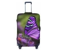 JIUTY Lovely Purple Butterfly Printing Large Suitcase Cover, Stretchable Suitcase Cover with Double-Sided Print, Keeps Luggage Closed