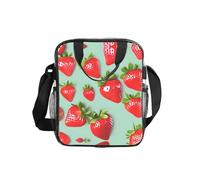 JIUTY Lovely Strawberry Print Print Clear Lunch Sack See Through PVC Bag with Crossbody Strap Top Handles Clean Utility