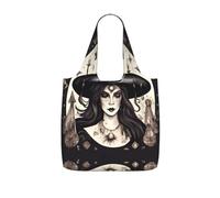 JIUTY Magic Witch Witchcraft Bohemian Print Foldaway Reusable Shopping Carrier 25l Polyester Tote Grocery Travel Weekend Bag Gift Pick