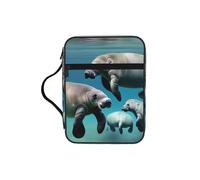 JIUTY Manatee Animals Printed Bible Tote Bag with Sturdy Handle Protective Carrying Case for Church Worship & Pilgrimage