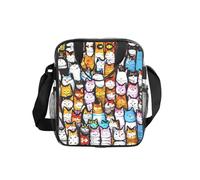 JIUTY Many Cartoon Cats Print Clear Lunch Sack See Through PVC Bag with Crossbody Strap Top Handles Clean Utility