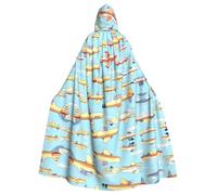 JIUTY Many Cartoon Small Airplanes Printing Masquerade,Adult Economic Hooded Cloak 57.8 Inches Long, Perfect For Halloween Parties,Dances