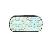 JIUTY Many Cartoon Small Airplanes Stylish Clear Pen Case with Smooth Zipper, Multi-Purpose Stationery Bag for School & Office