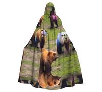 JIUTY Many Colorful Bears Printing Masquerade,Adult Economic Hooded Cloak 57.8 Inches Long, Perfect For Halloween Parties,Dances