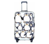 JIUTY Many Cute Baby Penguins Sketch Printing Large Suitcase Cover, Stretchable Suitcase Cover with Double-Sided Print, Keeps Luggage Closed