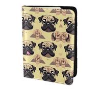 JIUTY Many Cute Pug Printing Passport Holder for Women Men,Cowhide Passport Travel Wallet, Travel Document Cover Accessories