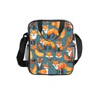 JIUTY Many Foxes Print Clear Lunch Sack See Through PVC Bag with Crossbody Strap Top Handles Clean Utility