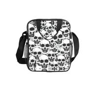 JIUTY Many Mexican Skull Print Clear Lunch Sack See Through PVC Bag with Crossbody Strap Top Handles Clean Utility
